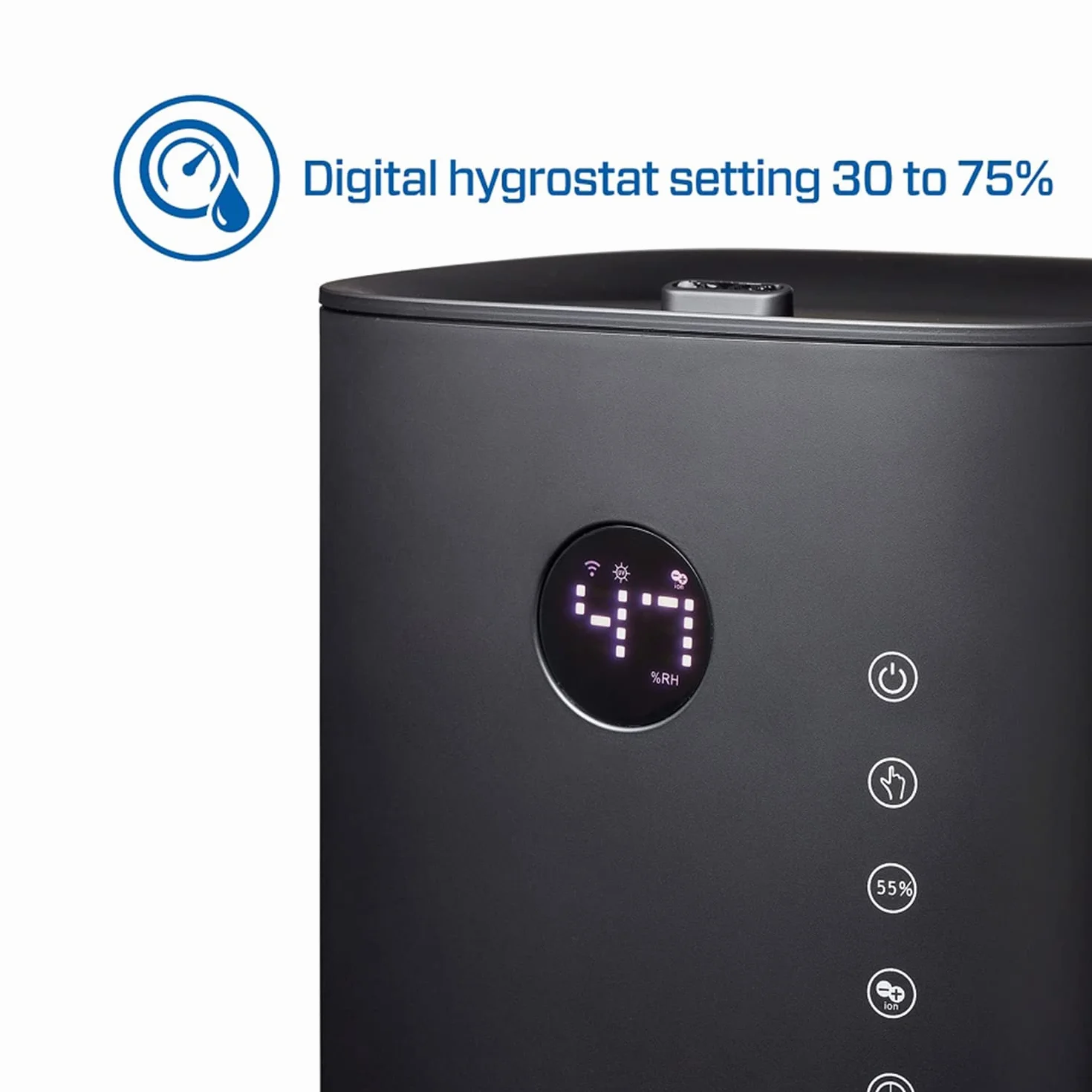 Clean Air Optima CA-604 Smart Top Filling - 3 en 1: Humidificador, purificador de aire y aromaterapia. - Capacidad min.120 ml/h - máx.400 ml/h! - Ideal para habitaciones de hasta 55 m²/140 m³ (negro)