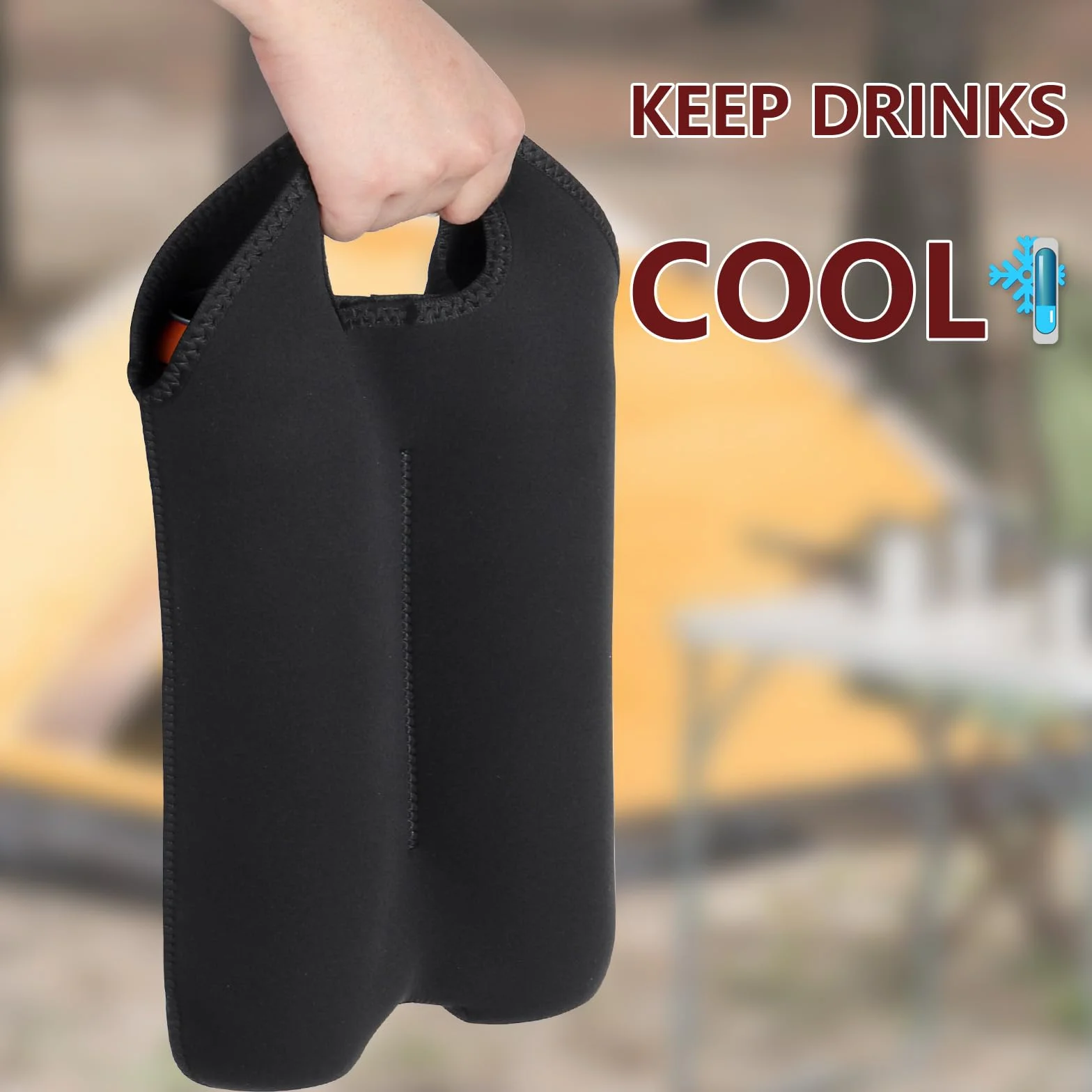 Paquete de 2 bolsas de transporte de vino, 4 bolsas de transporte para botellas de viaje y picnic, soporte aislado de neopreno para botellas de cerveza de agua con asa de transporte segura,