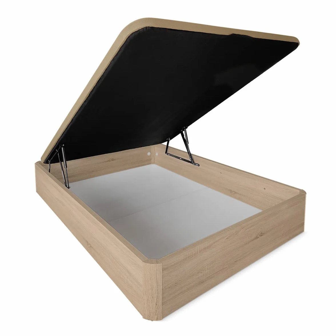 DUÉRMETE ONLINE - Canapé Abatible Madera Gran Capacidad Cajón Grosor 30mm con Tapa Reforzada y Transpirable, 150x190