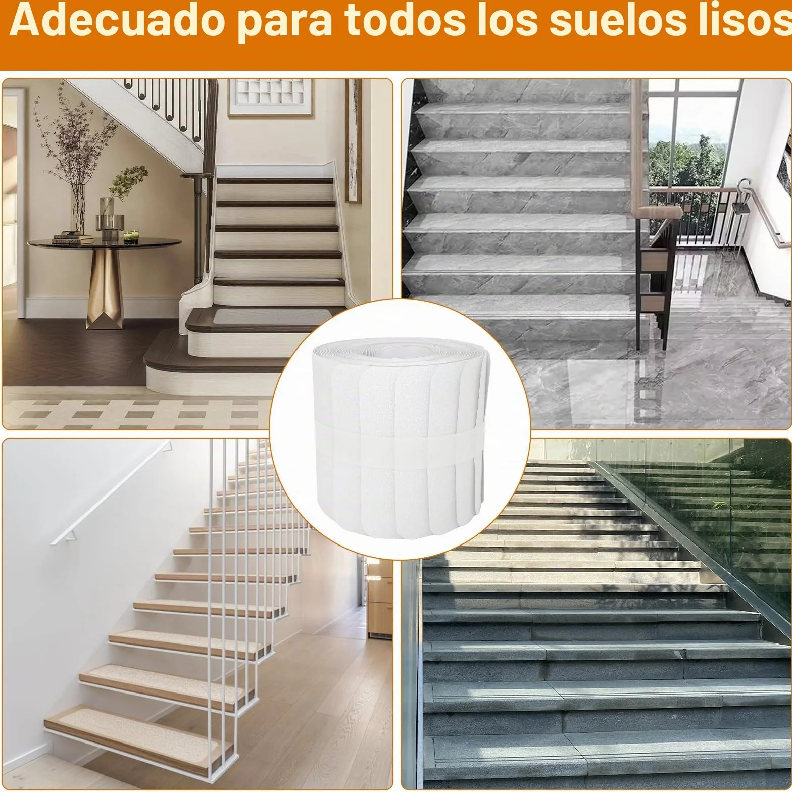 Alfombrillas antideslizantes para escaleras, 15 unidades, protección antideslizante, autoadhesiva, transparente, banda antideslizante para escalones de madera y suelos (10 x 60 cm)