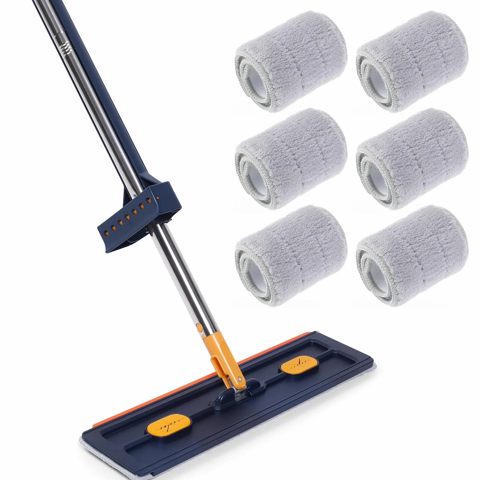 TEHAUX Trapeador Plano para Piso Escurridor y Rotación 360 Grados, Fregona de Microfibra Material PVC y Aleación, Adecuado para Limpieza