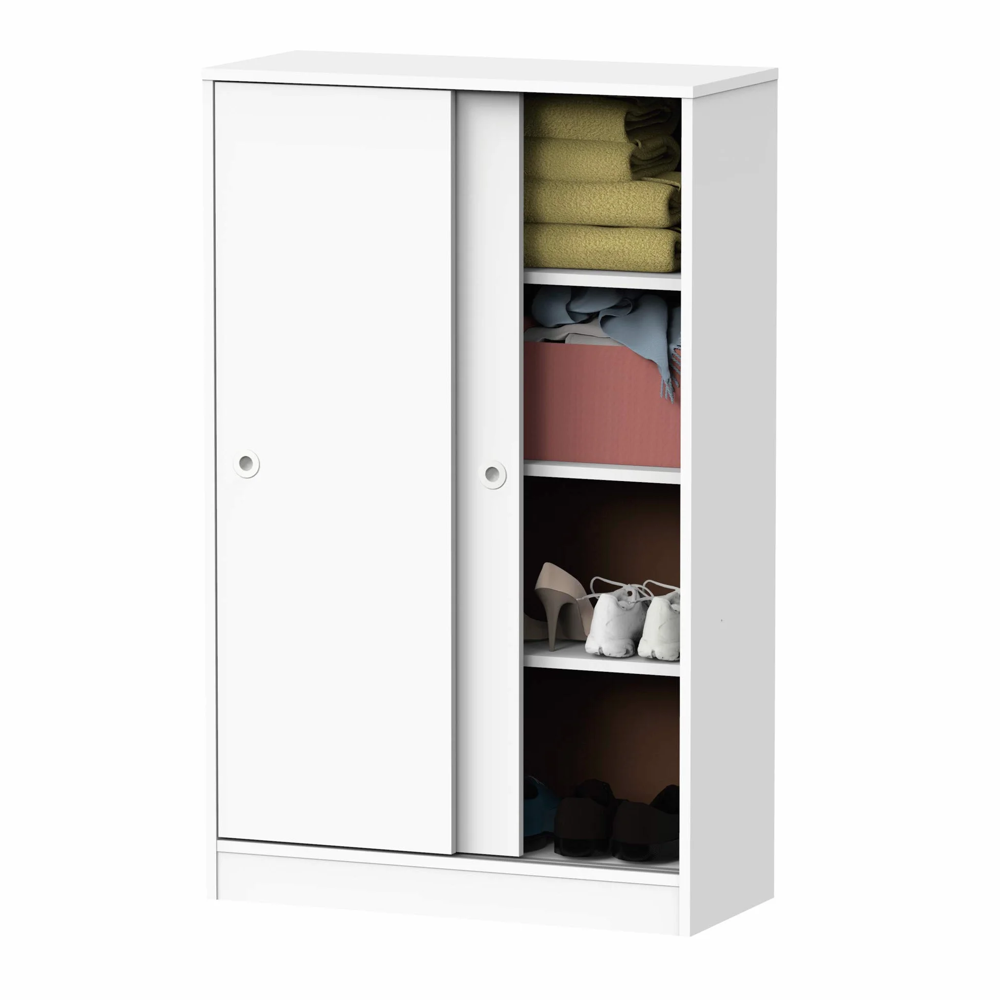 MUEBLES PITARCH Armario Bajo Auxiliar Tibet Color Blanco Soft 2 Puertas 2 Estantes Almacenaje Mueble 120x74x33 cm