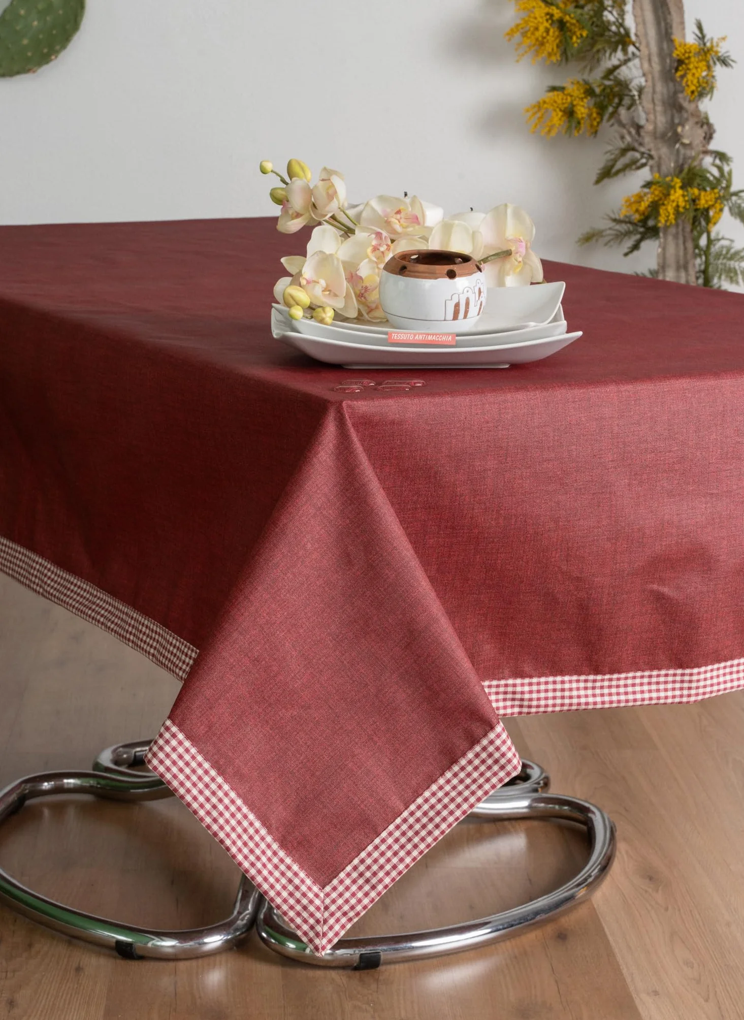 ESSE HOME -Mantel antimanchas - Tejido mixto de algodón impermeable resinado - Cinzia 0136 (Bordò, 140 x 210)