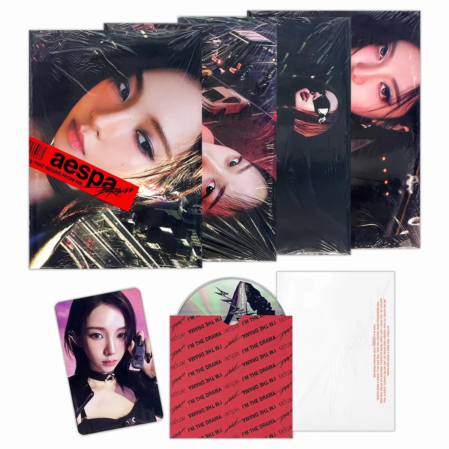 aespa - 4th Mini Album [DRAMA] (Giant Ver. - Random) Dust Jacket Poster + Photo Book + CD-R + Photocard + 2 Pin Badges + 4 Extra Photocards