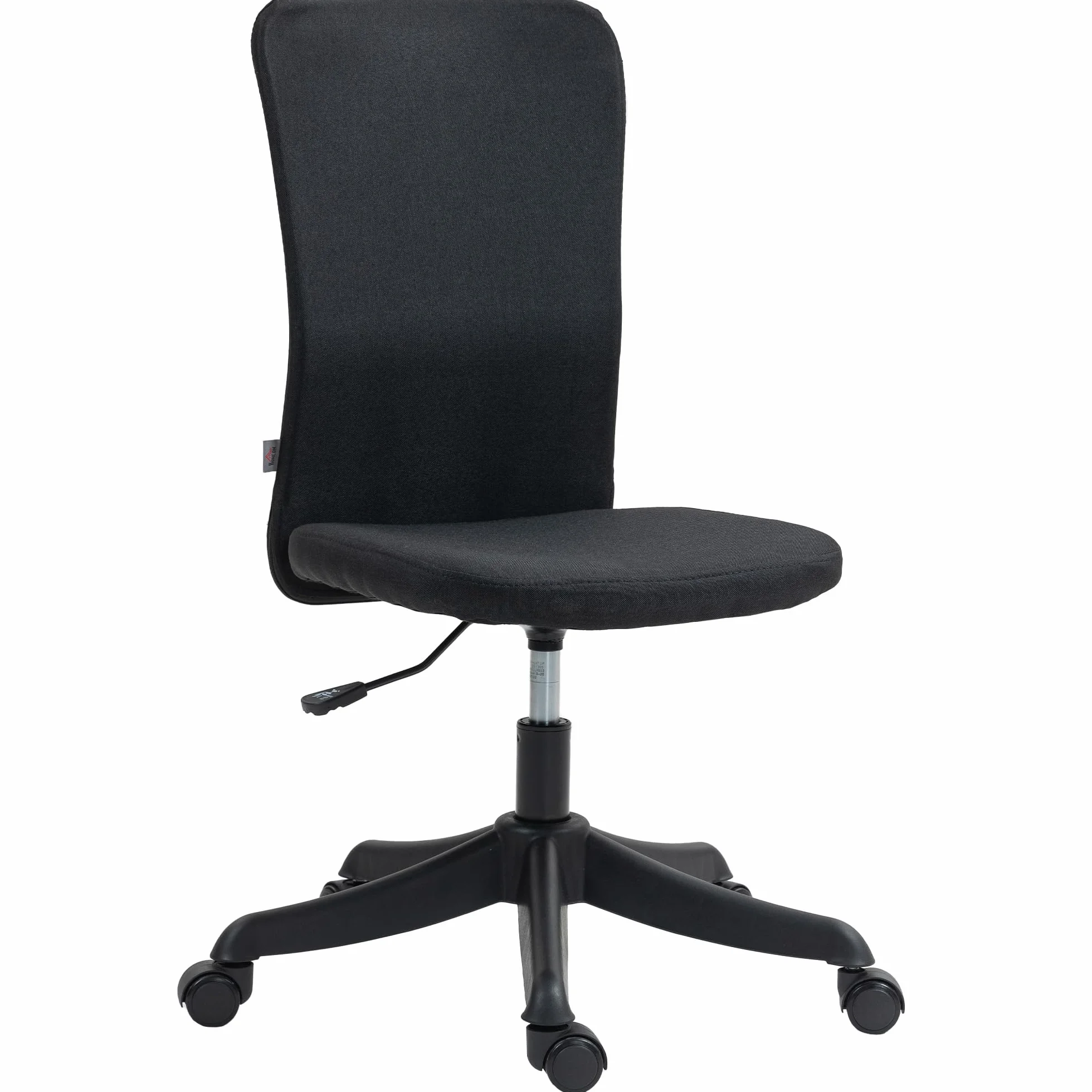 HOMCOM Silla de Escritorio sin Brazos Giratoria Altura Ajustable Negro | Silla de Oficina, Tapizado en Lino Sintético, para Estudio Dormitorio Tocador, Carga 120 kg