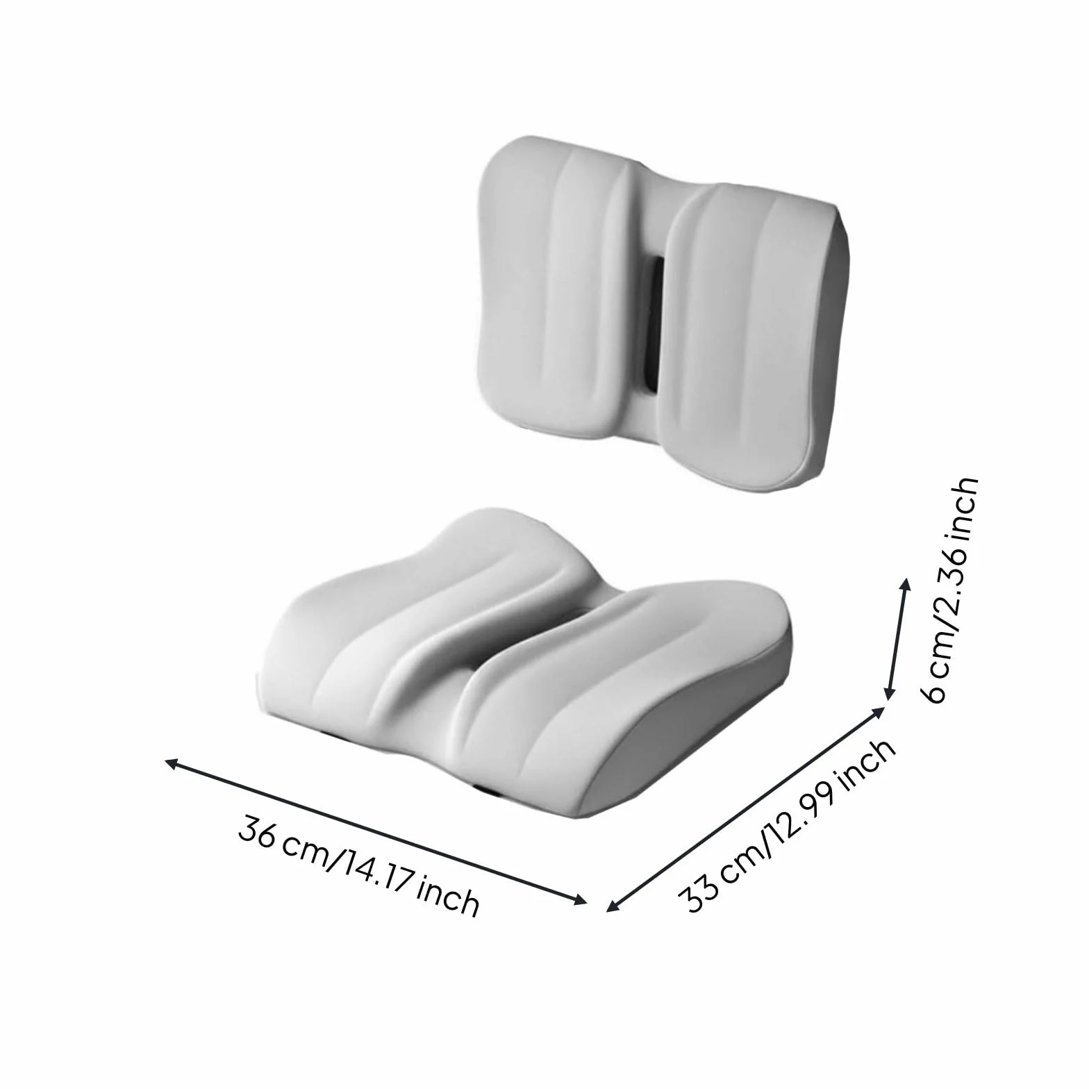Cojín para Estudiante Cojín de Asiento Almohadilla Ergonómica Soporte Lumbar Soporte de Coxis Espuma Viscoelástica Funda de Poliéster Transpirable, Light Gray