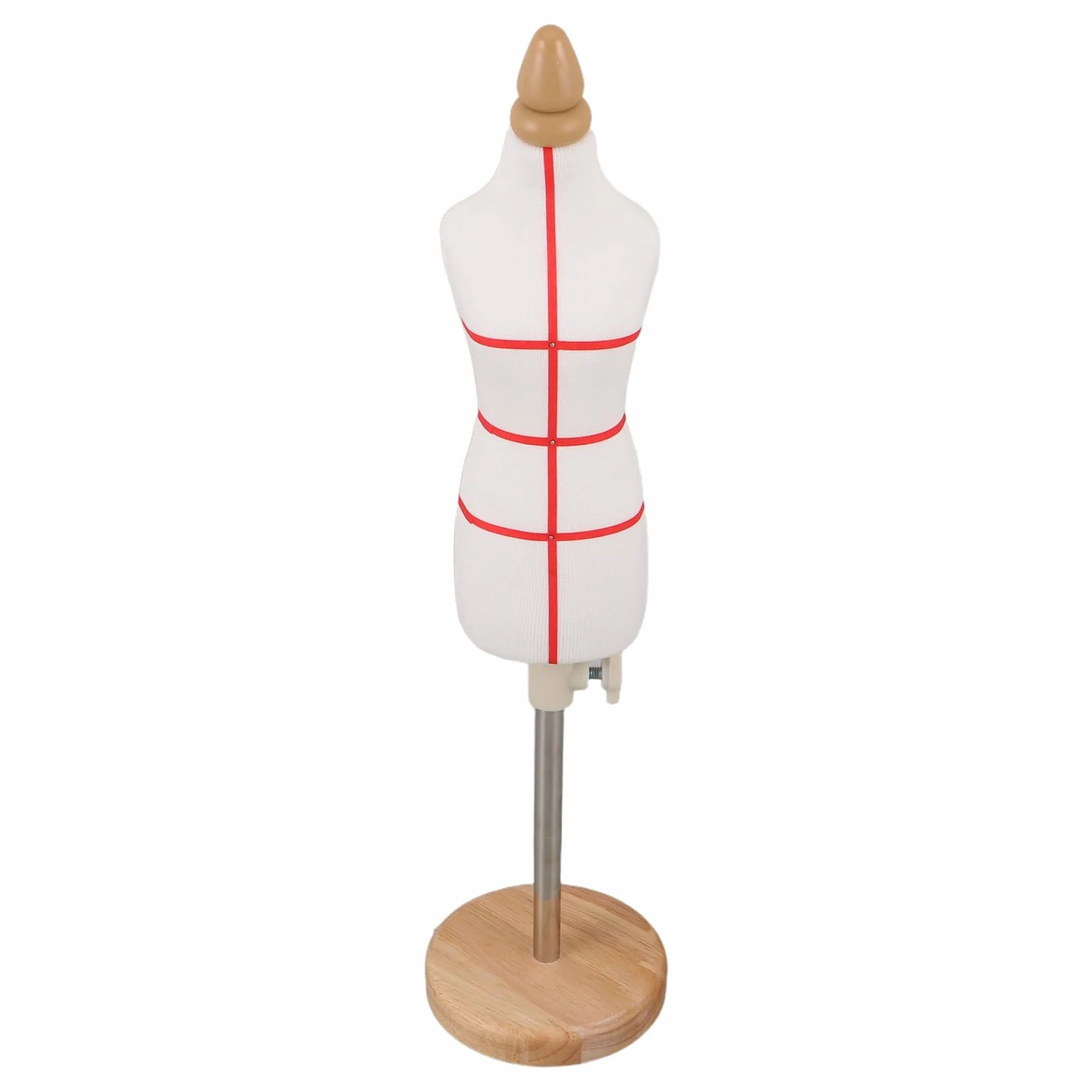 Veemoon Maniquí de Costura Femenino Miniatura Ajustable 31-48 Cm, Torso de Algodón Claro 1/4 Base de Madera, Maniquí para Diseño de Moda, Confección y Exhibición de Vestidos