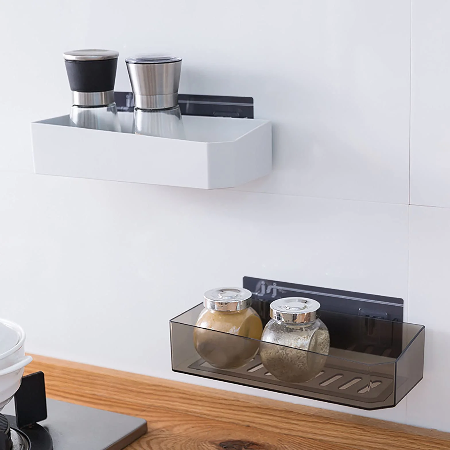 estantes de baño exquisitos Almacenamiento de baño Adhesivo montado en la Pared estantería de Ducha Estante de baño sin Perforaciones para Cocina baño Inodoro/Negro