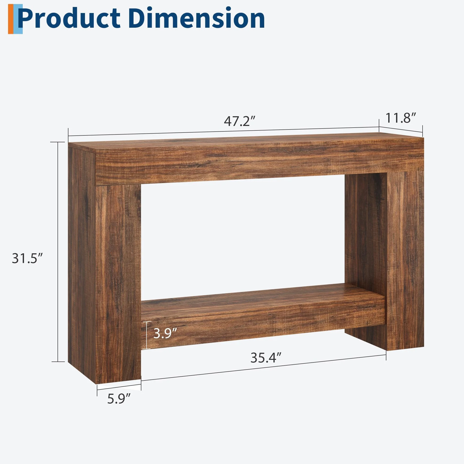 Garvee Mesa Consola Rústica De Madera para Entrada y Comedor - Diseño Compacto y Funcional con Doble Nivel y Estante Abierto Pasillos y Salones - Montaje Sencillo
