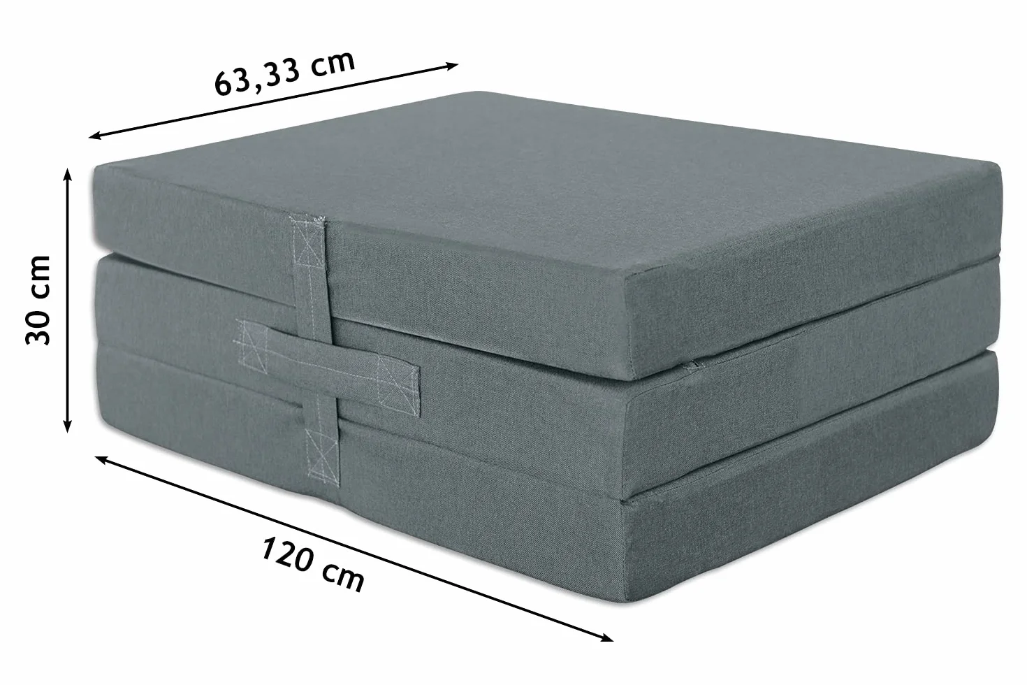 Ventadecolchones - Colchón Plegable con Viscoelástica con Cierre y Asa | 120 x 190 x 10 cm | con Espuma D25 extrafirme en Loneta Premium Gris para Furgoneta, Mini Camper y Camping