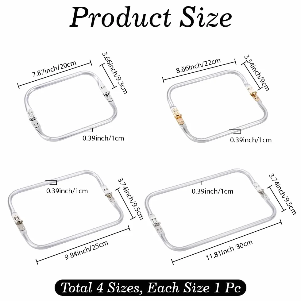 Beebeecraft 4 Piezas Cierres Tipo U Asas para Bolsos Crochet, Metalicas 20/22/25/30cm