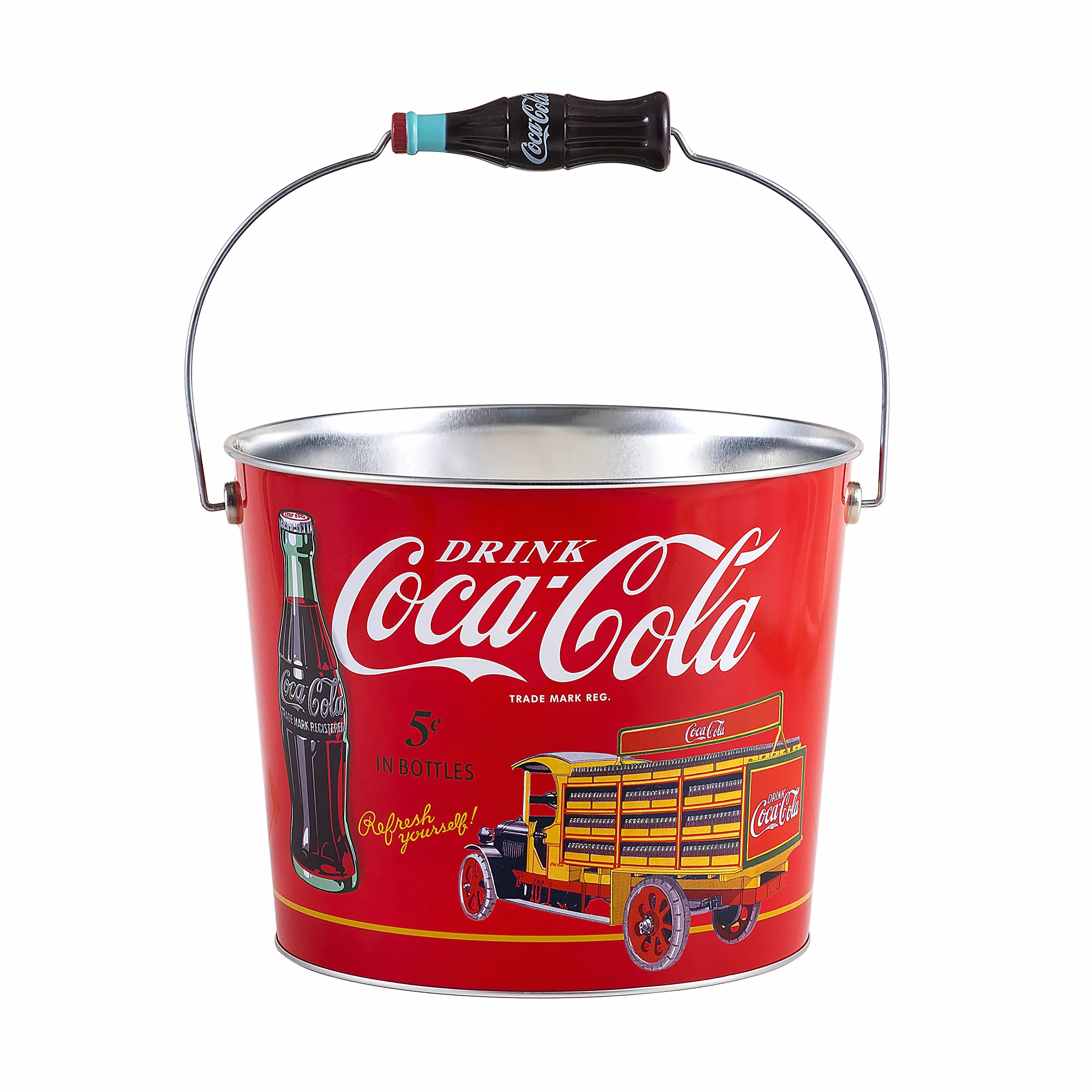 Coca-Cola 773317-12 - Cubo Grande para Bebidas con Mango para Botella de Coca-Cola, Color Rojo