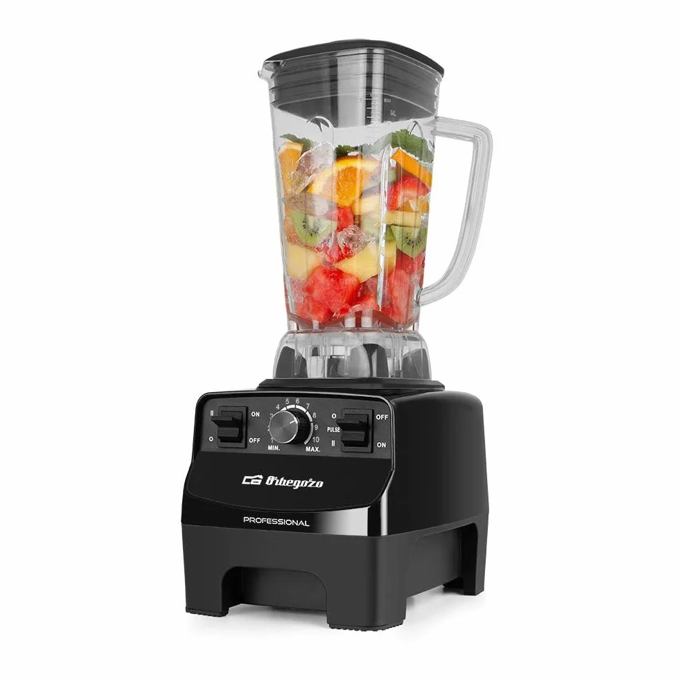 Orbegozo BV 9650 A Batidora de vaso profesional, motor AC de cobre de alto rendimiento, vaso 2L de tritán libre de BPA, 30.000 RPM, 1500W, regulador electrónico potencia, cuchilla INOX