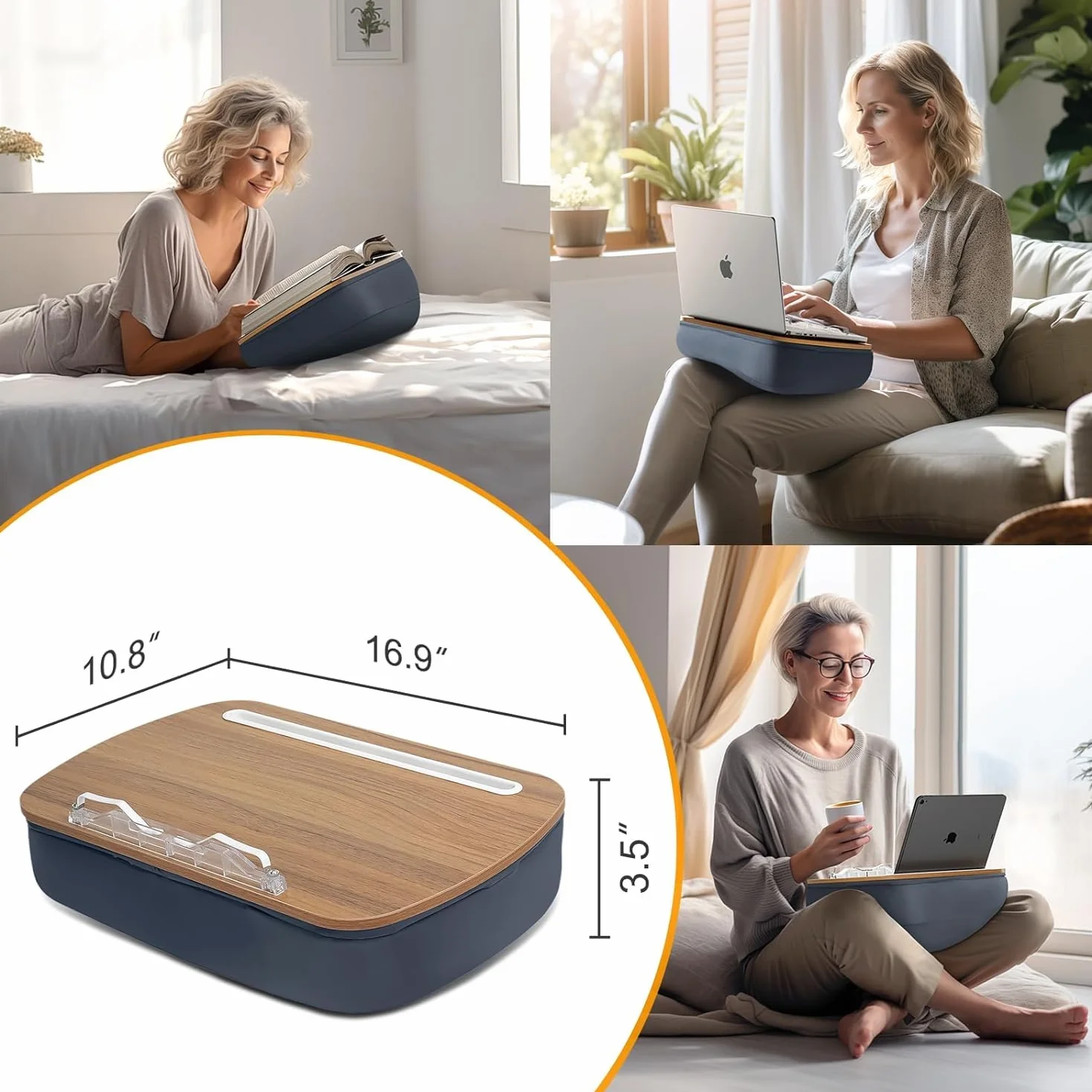 Soporte de Libros para Lectura, cómodo almohada Atril para sofá, cama, escritorio, mesa, regalo para amantes de los libros, compatible con portátil y tablet (Gris)