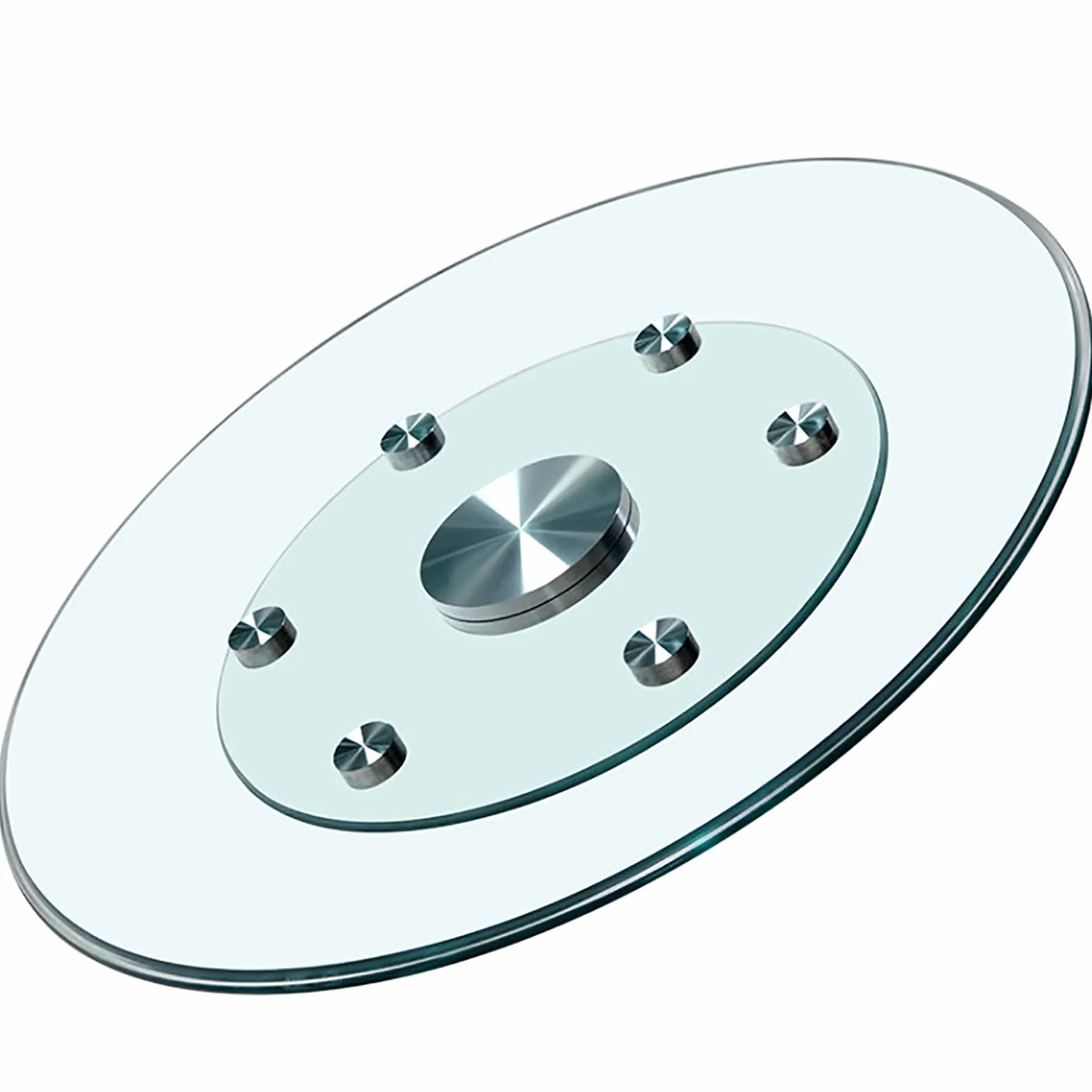Plato Giratorio para Mesa de Comedor con 6 Ruedas Giratorias, Plato Giratorio Lazy Susan de Vidrio Templado, Bandeja Giratoria de Sobremesa, Giro Silencioso y Suave(60cm/24in)