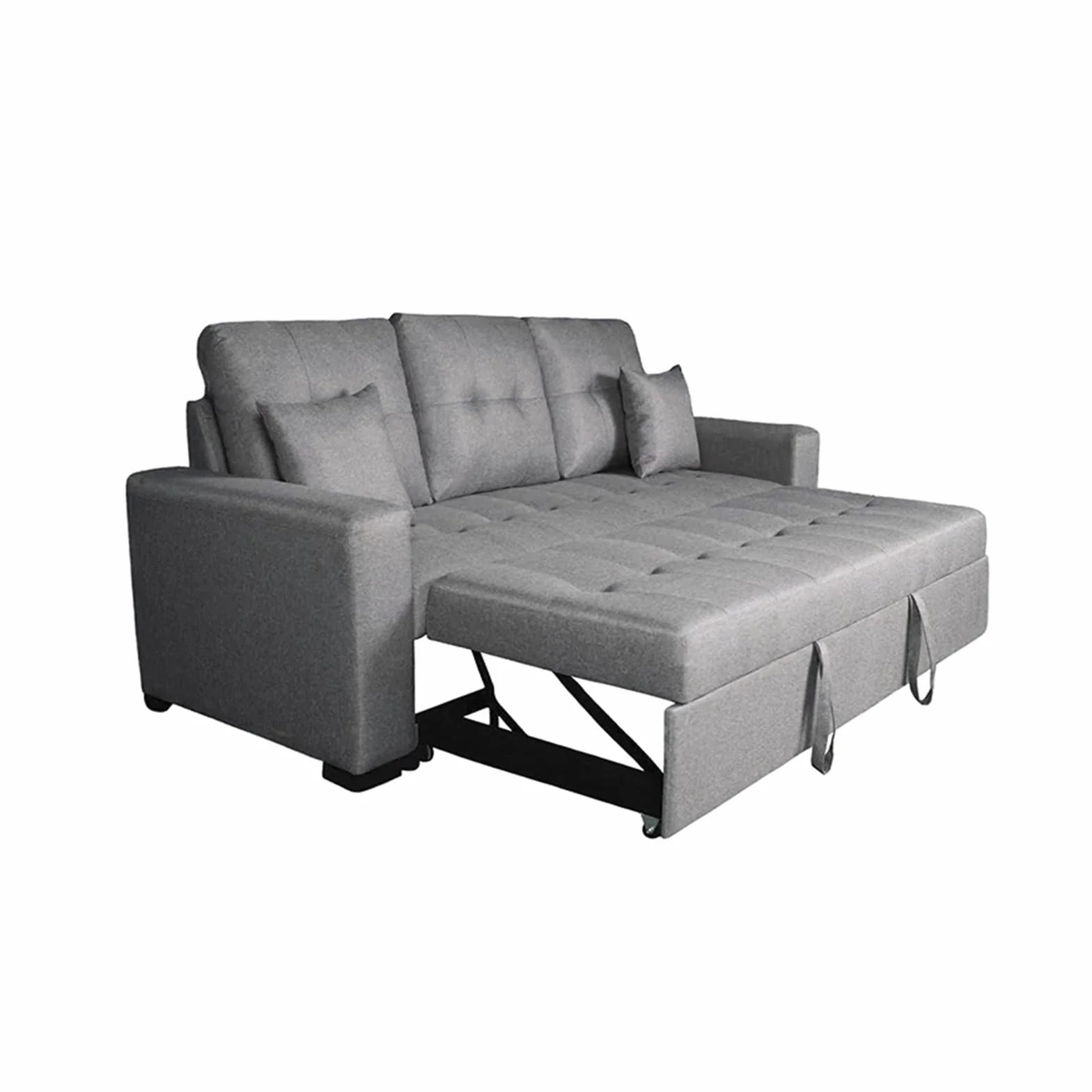 amuéblate Online - Sofá Cama de 3 Plazas Modelo Hugo, Diseño Moderno, Cómodo, Práctico y Funcional, con Reposabrazos y 2 Cojines Decorativos de Regalo, Gris