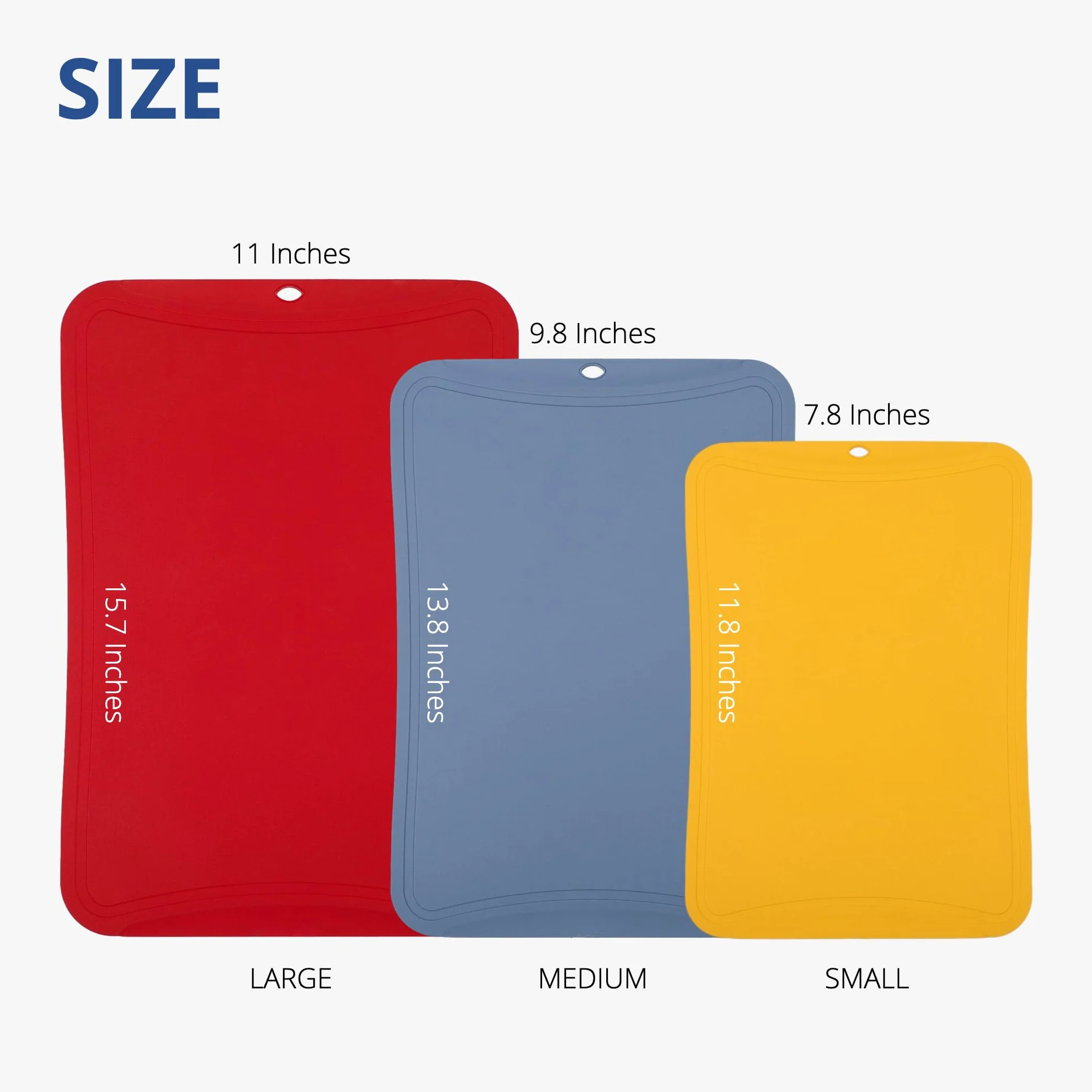 BLUE GINKGO Tablas de cortar TPU juego de 3 piezas flexibles resistentes arañazos cocina sin BPA
