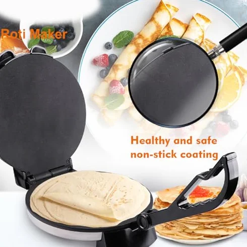 Máquina para hacer torti eléctrica,1800W Máquina para hacer torti con mango antideslizante y antiquemaduras para Chapati Tortilla Burrito Burrito para el desayuno