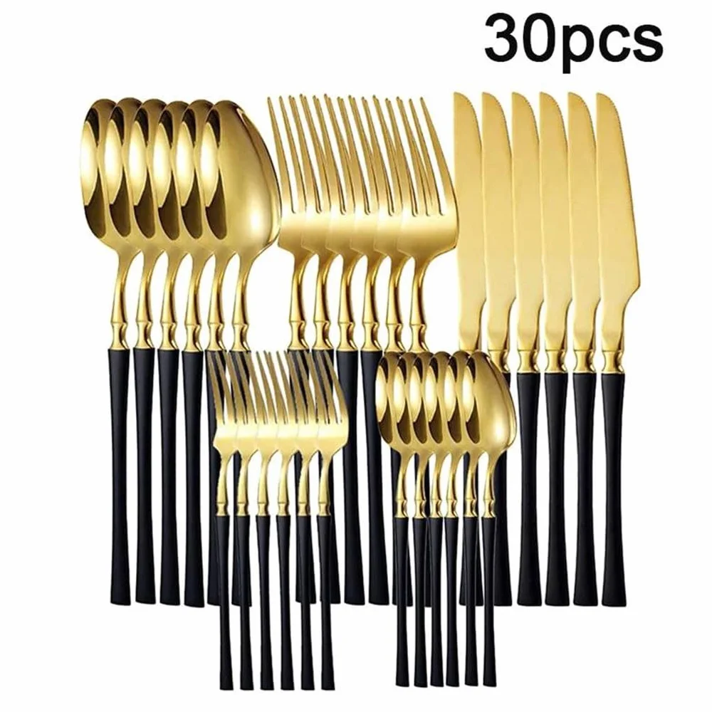 Vajilla De Acero Inoxidable De 30 Uds., Juego De Cuchillo Para Carne Y Tenedor, Cuchara Para Postre, Restaurante De Banquetes De Hotel