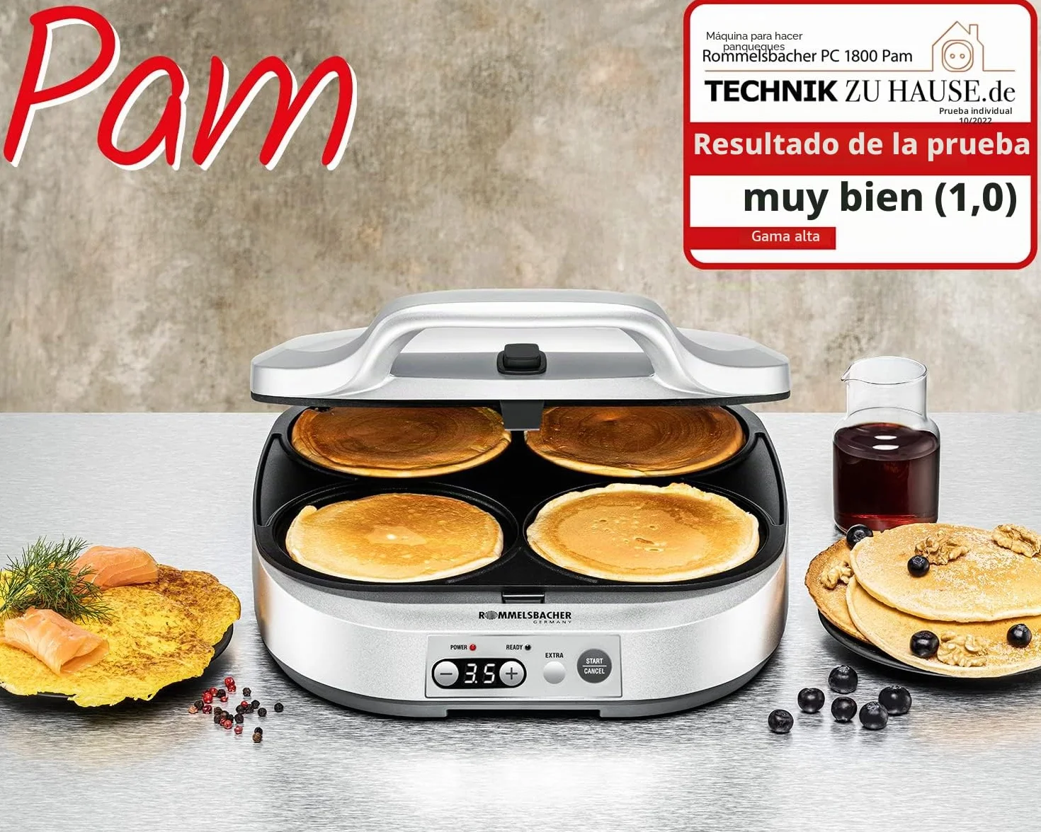 Rommelsbacher Pancake Maker 4 Baking Trace 13,5cm PC 1800 (PC 1800)