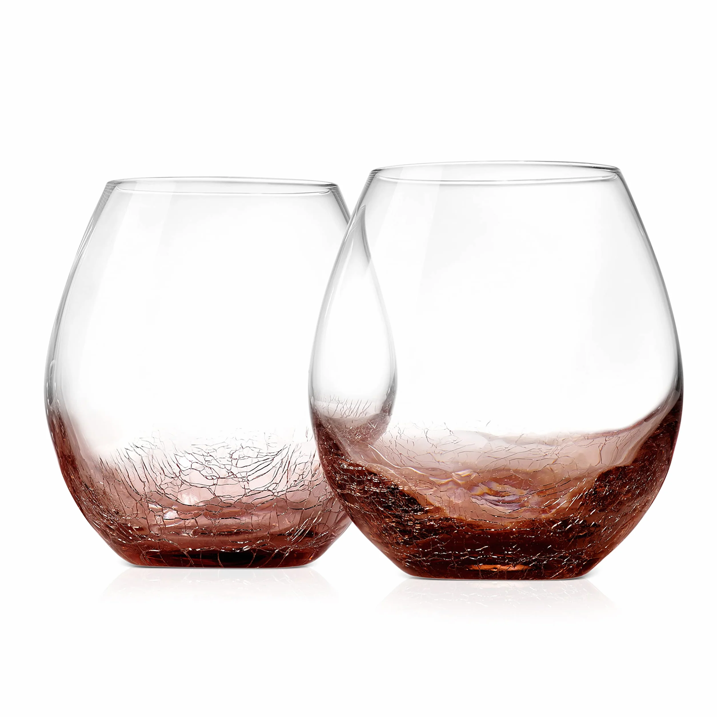 Nutrichef Copas de vino sin tallo de 19 onzas, juego de 2 elegantes vasos de cristal transparente de vino tinto y blanco con diseño de grietas de hielo, cuenco sin plomo, apto para lavavajillas,