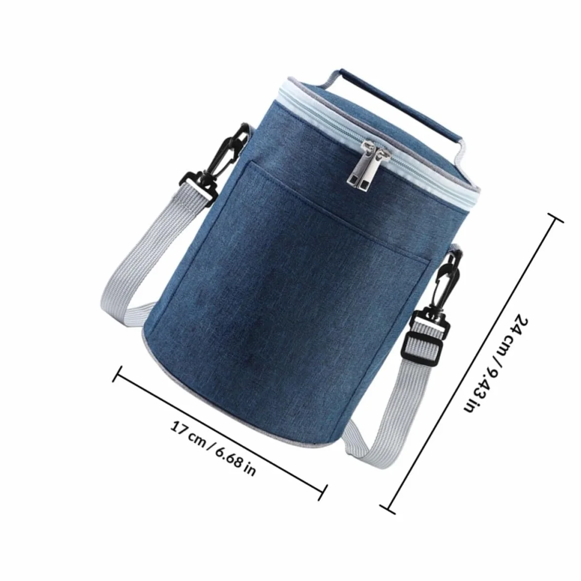 SHERCHPRY Bolsa Térmica de Oxford Portátil y Ligera para Almuerzo al Aire Libre, Bolsa de Comida Aislada Diseño Redondo y Material Resistente para Trabajo y Picnic