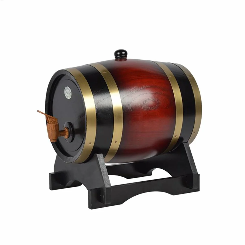 Carril de vino de roble - barril de vino de madera de 1.5L y 3L, barril de envejecimiento de pino, baril de bodega decorativa | Acabado artesanal tradicional, mejora del sabor natural para la pantall