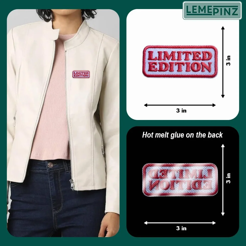 Parche de edición limitada, tamaño 7,6 cm, parches de bordado con cita limitada, para sombreros, ropa, mochilas, jeans, parches para coser, parches de tela, parches rosados, regalo de moda