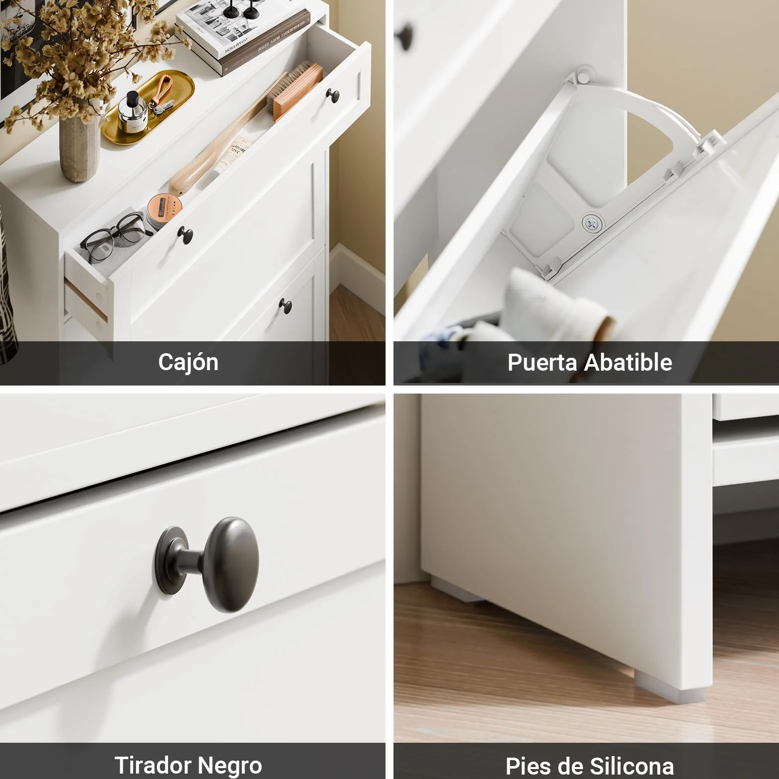 SoBuy Zapatero Entrada Recibidor Mueble Zapatero Blanco de Almacenaje con Cajone y 2 Puertas, Diseño Compacto para 8 Pares de Zapatos, Material Duradero, Instalación Fácil, 80 x 19 x 107cm, FSR207-W