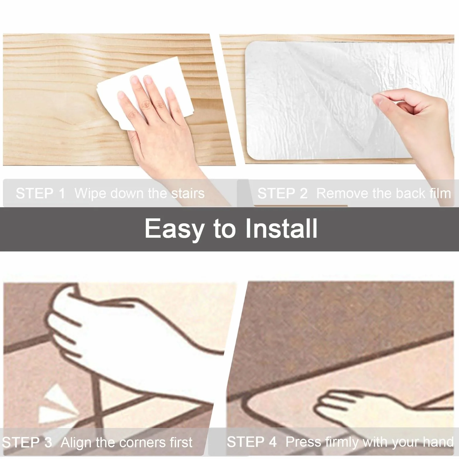 15Pcs Alfombra Antideslizante para escaleras 22 * 55cm, Escalera Alfombra Luminosa para escalones de Madera Alfombra Interior alfombras de Escalera Alfombrillas con Respaldo de Goma,Lavable (Mise)