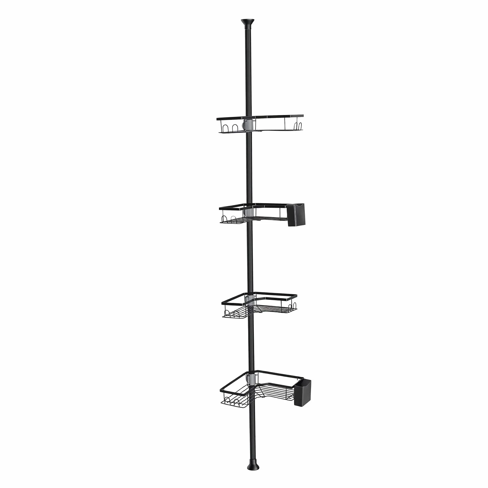 Sxhlseller Estante de Ducha de Esquina con Poste de Tensión, 4 Niveles, sin Taladro, Organizador de Almacenamiento de Baño, Estante de Ducha Ajustable en Altura a Prueba de Herrumbre para Familias